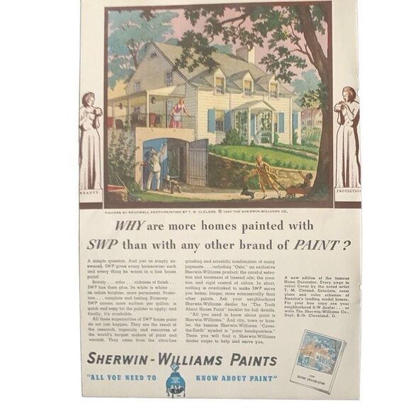 Vintage 1937 Sherwin-Williams Paints More Homes Painted Ad Advertisement - Picture 2 of 4
